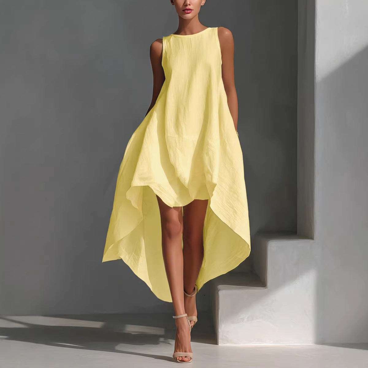 Women's Cotton-linen Irregular Sleeveless Dress