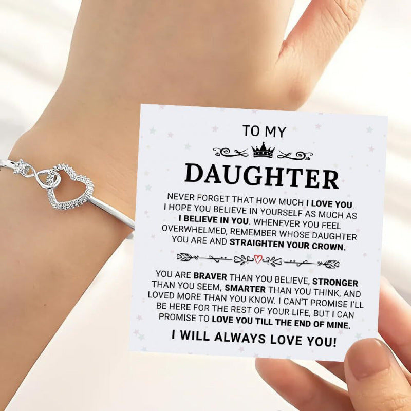Hollowed-out Diamond-studded Heart Bracelet, Infinity Heart Bangle
