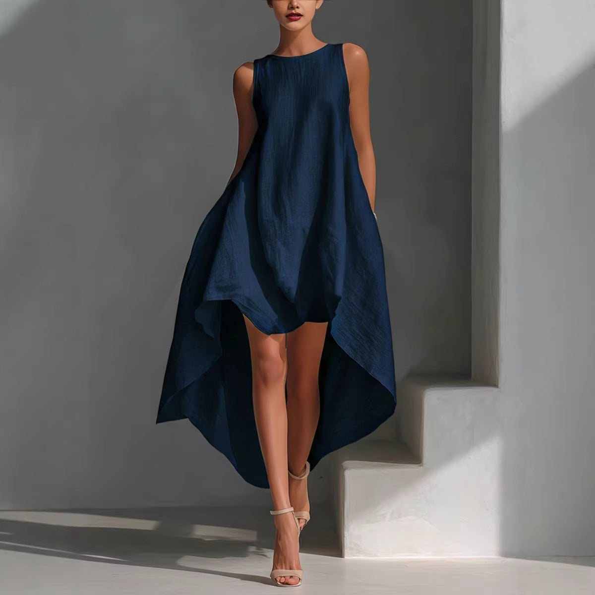 Women's Cotton-linen Irregular Sleeveless Dress